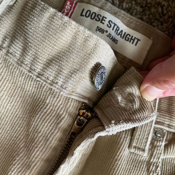 Levi’s 569 Vintage Corduroy Pants Loose Straight Fit Tan Y2K Mens Size 34x34 - Picture 5 of 9